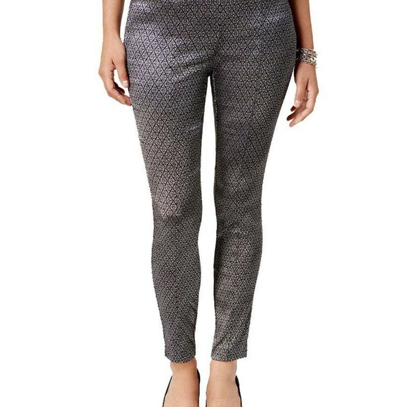 Alfani  MetallicSilver/Black Skinny Trousers - Picture 7 of 8